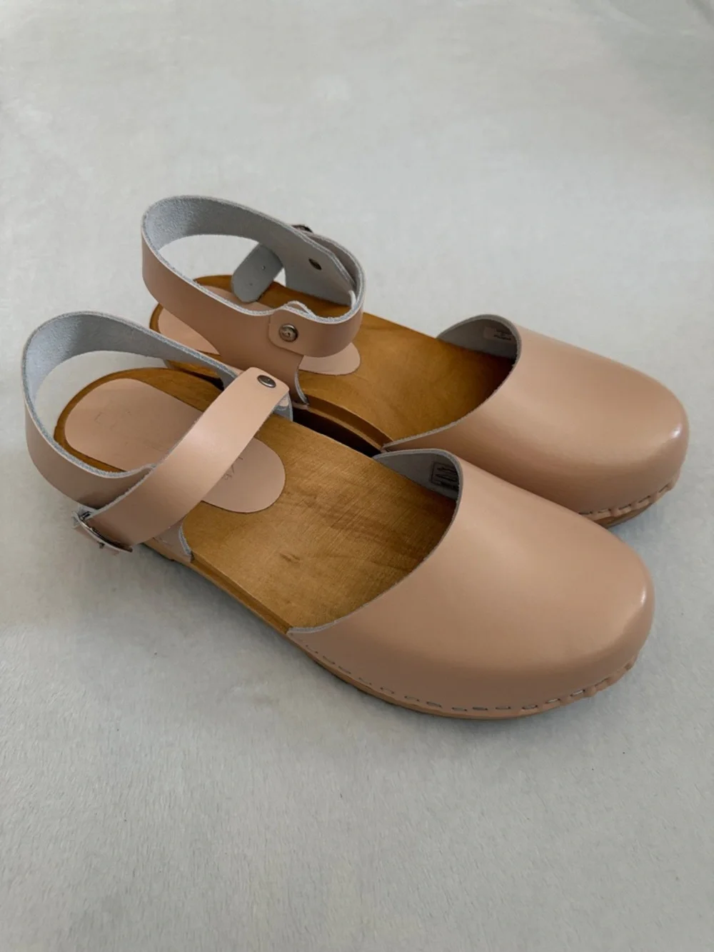 Bjork | Alma Swedish Comfort Wood Clog Leather Sandals Nude (EU 38 / US 7.5-8) - Picture 2 of 16